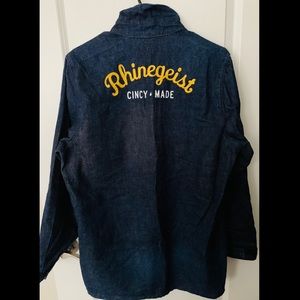 Unisex long button up jean jacket